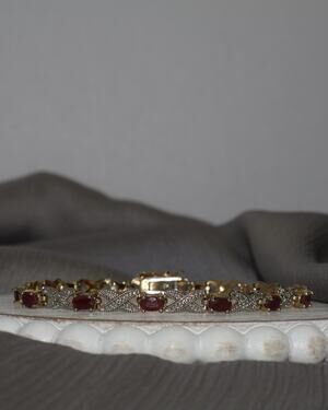 DBJ Sterling Silver Ruby Tennis Bracelet 7.8G / 7.25in